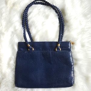 90s Navy Mesh Metallic Vintage Handbag